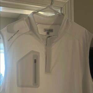 Peter Millar White Sleeveless Vest with Zip Pocket
